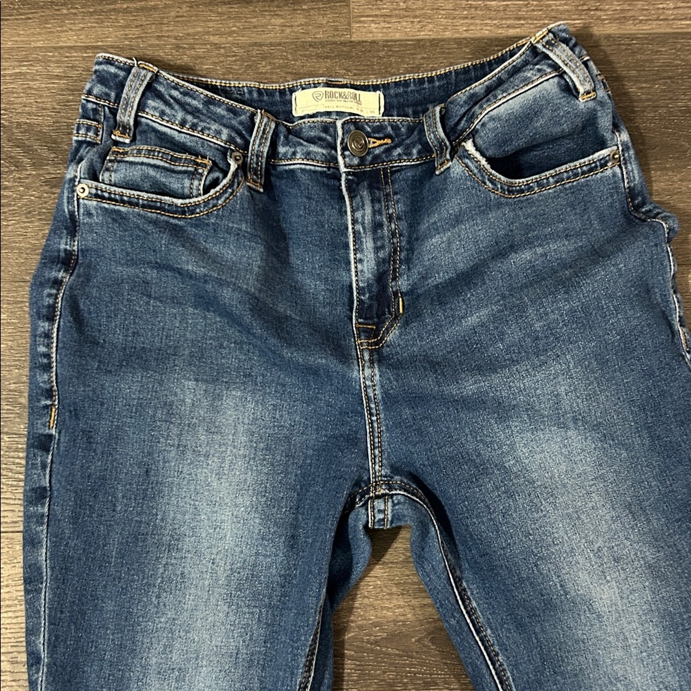 Rock & Roll Denim Women's Classic Blue Bell Bottom/Flared Stretch Jeans - Picture 2 of 8